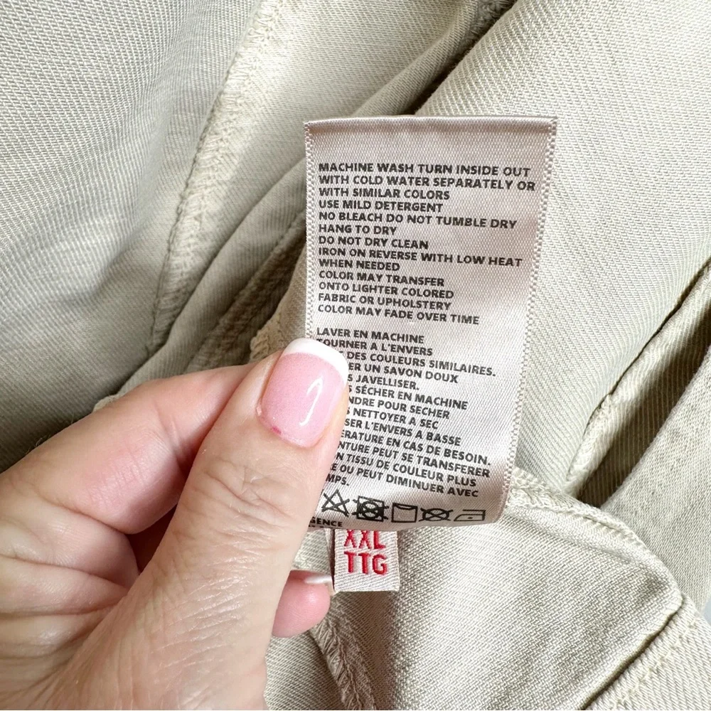 L’Agence Wayne Crop Double Breasted Denim Jacket Sand Dune Tan XXL